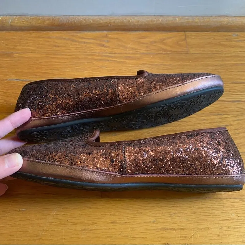 UGG Australia | Alloway Glitter Flats Loafers Slip-on Chocolate Red Size 6.5